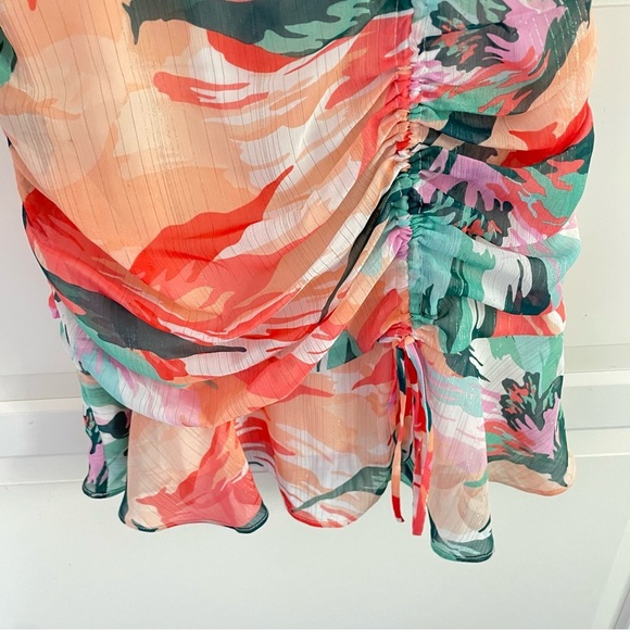 Adelyn Rae floral chiffon crpssover ruched dress 26422 - Picture 5 of 10